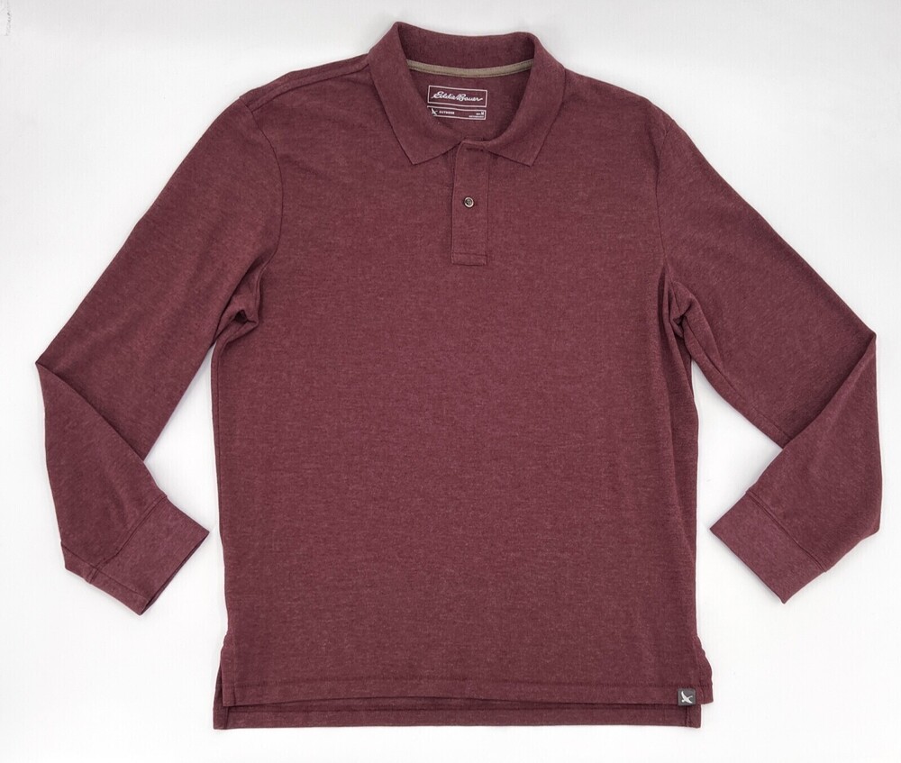 Eddie Bauer Sweater Mens Medium Maroon 1/4 Button Long Sleeve Pullover Outdoor